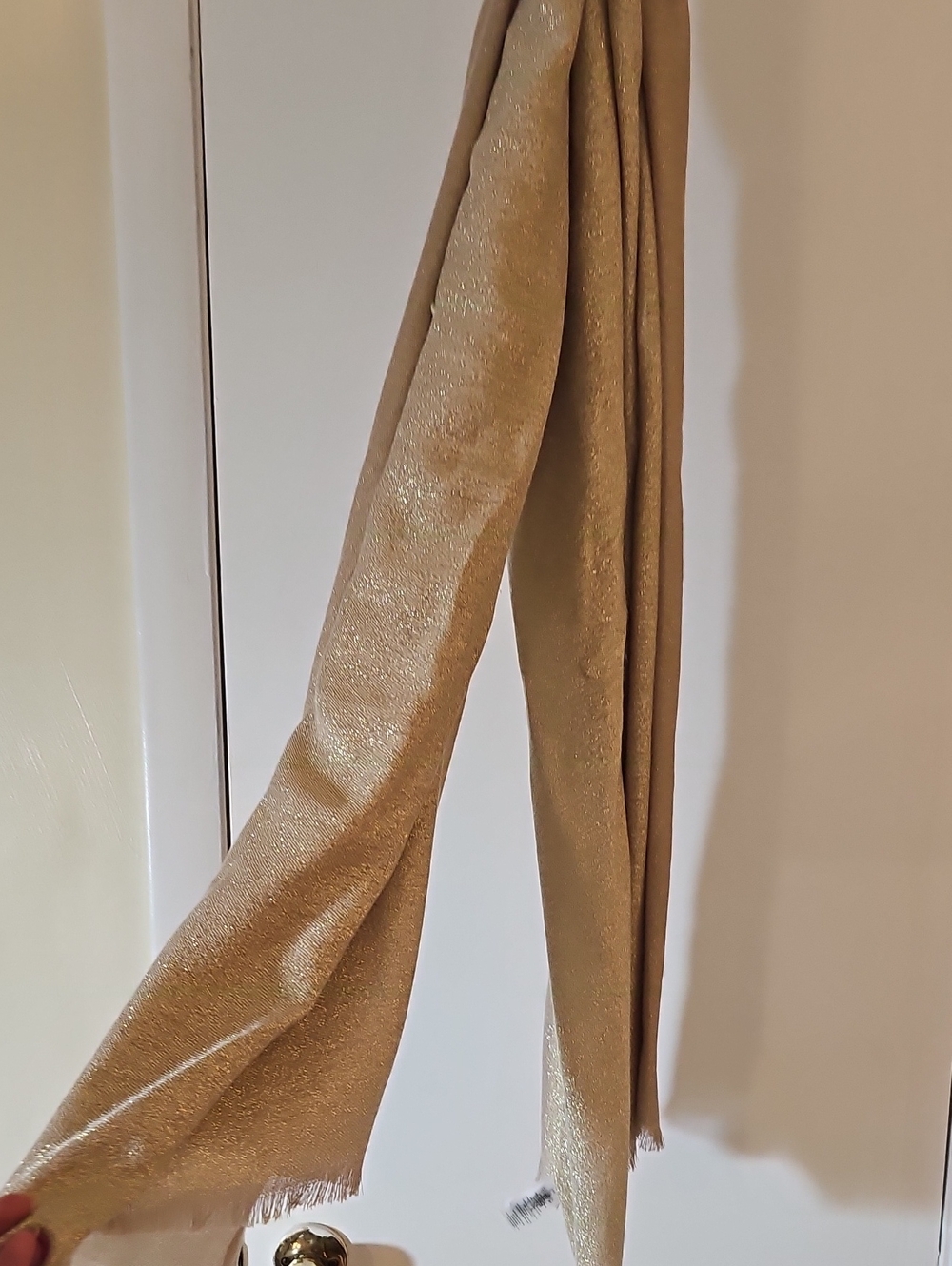 Calvin Klein Metallic Gold Scarf with Fringe